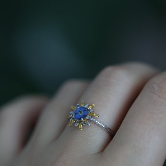 Արծաթյա մատանի "Blossom Sun" կարգավորվող չափով