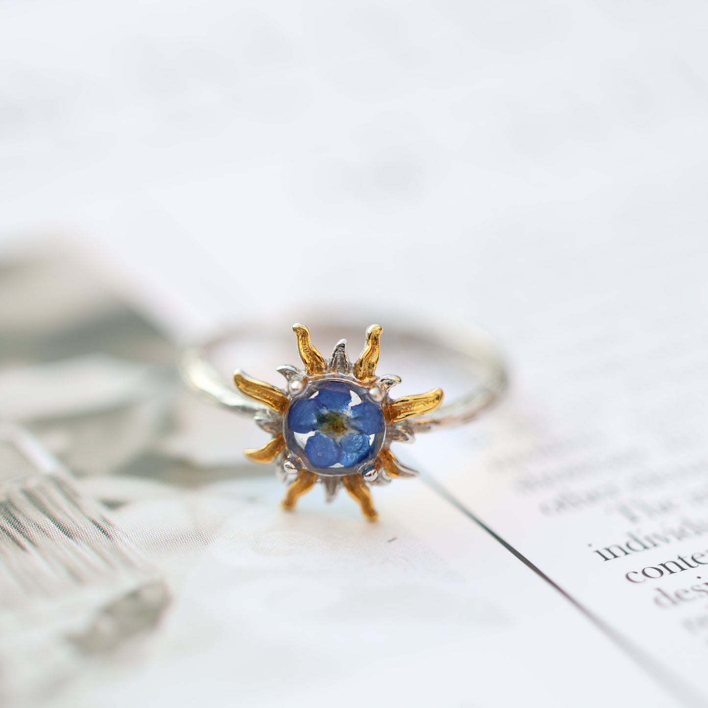 Արծաթյա մատանի "Blossom Sun" կարգավորվող չափով