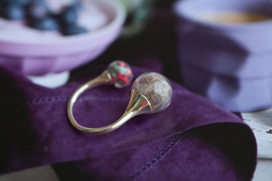 Real dandelion seed ring on sterling silver