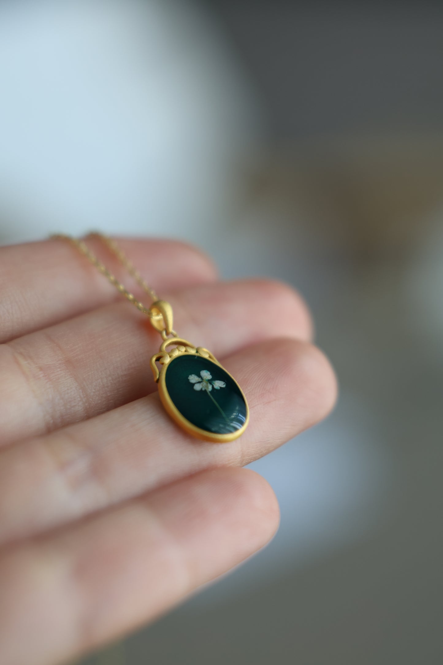 Necklace The Emerald Green, sterling silver