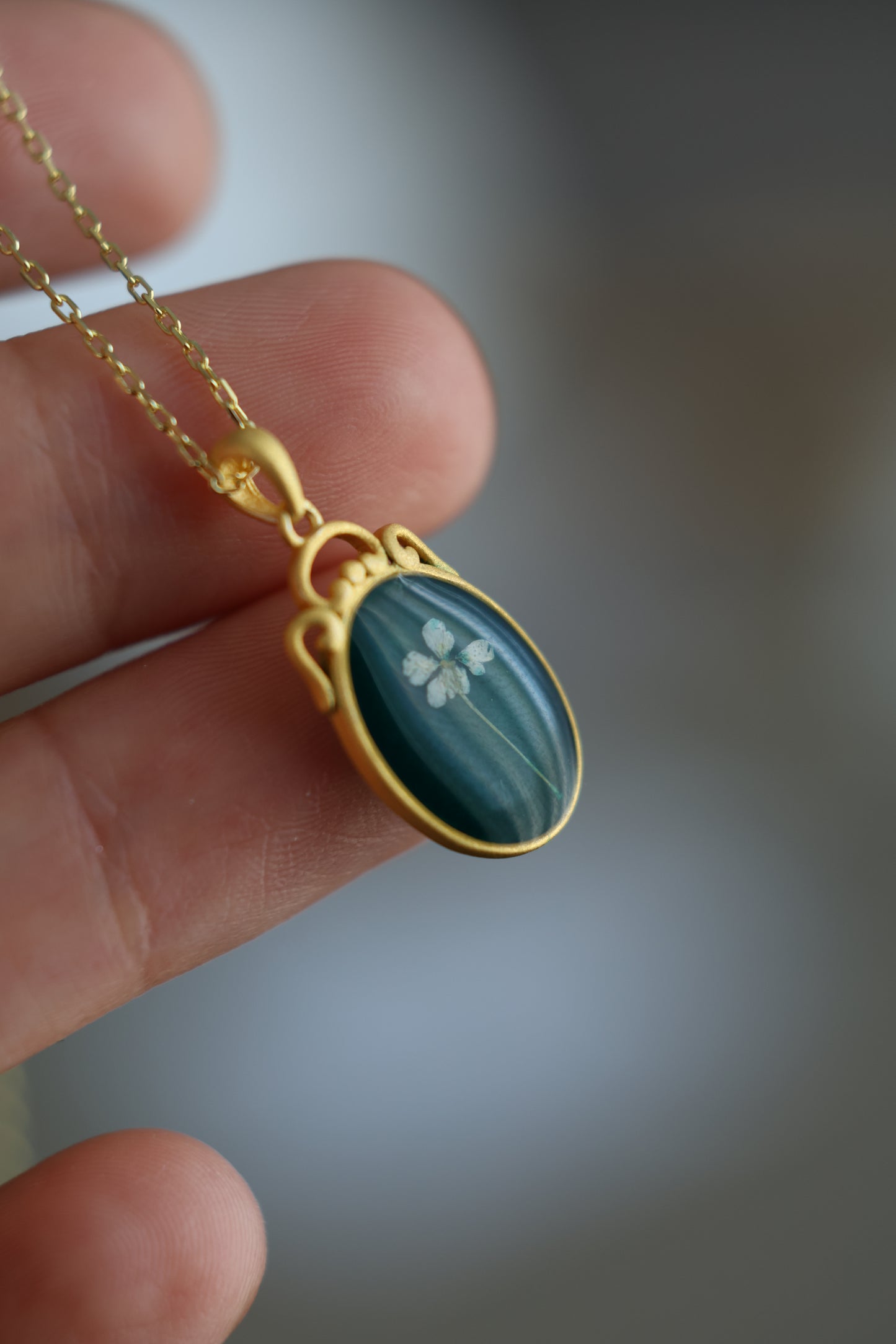 Necklace The Emerald Green, sterling silver