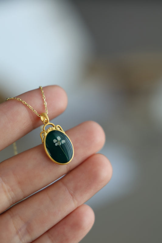 Necklace The Emerald Green, sterling silver