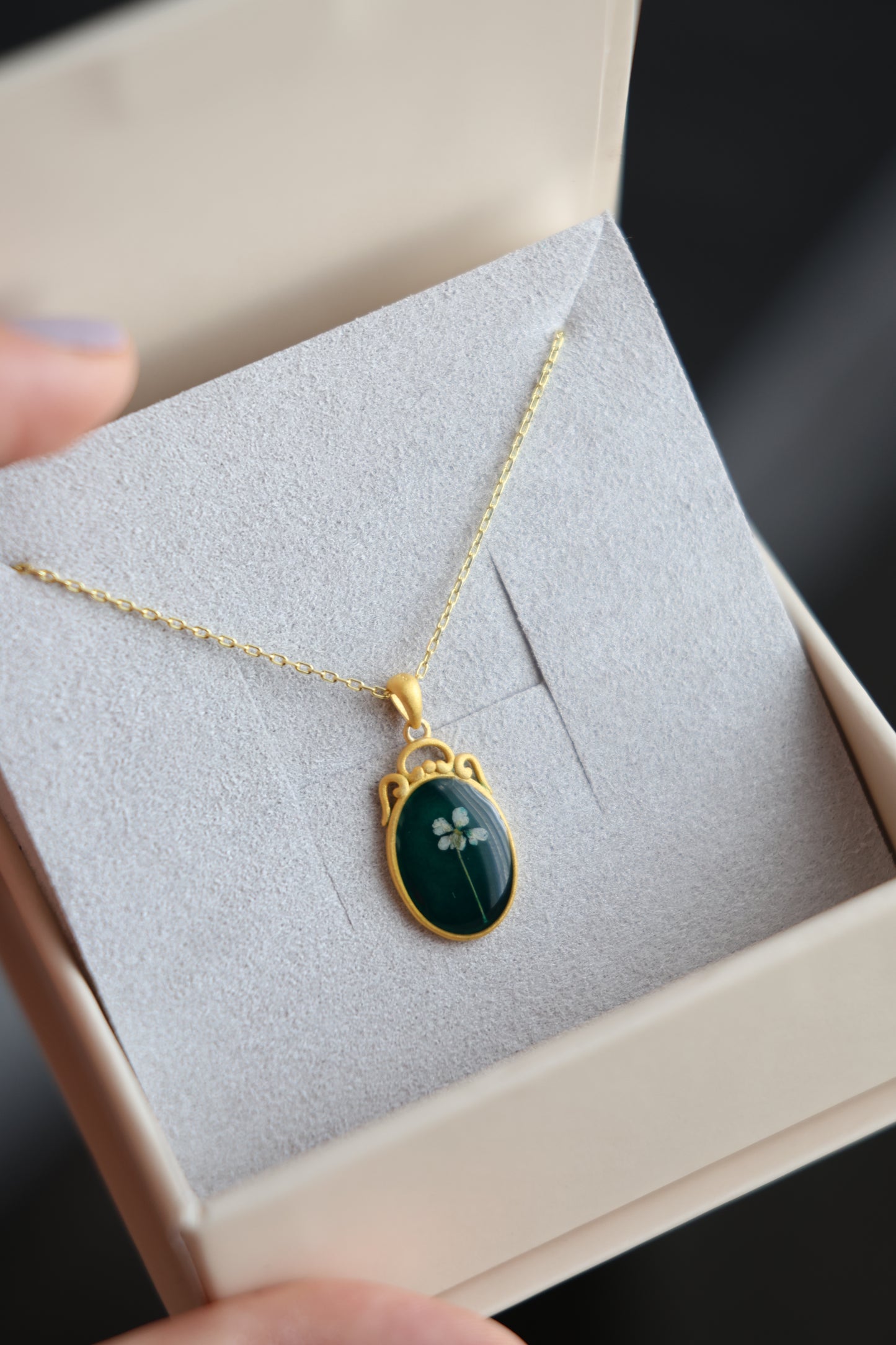 Necklace The Emerald Green, sterling silver