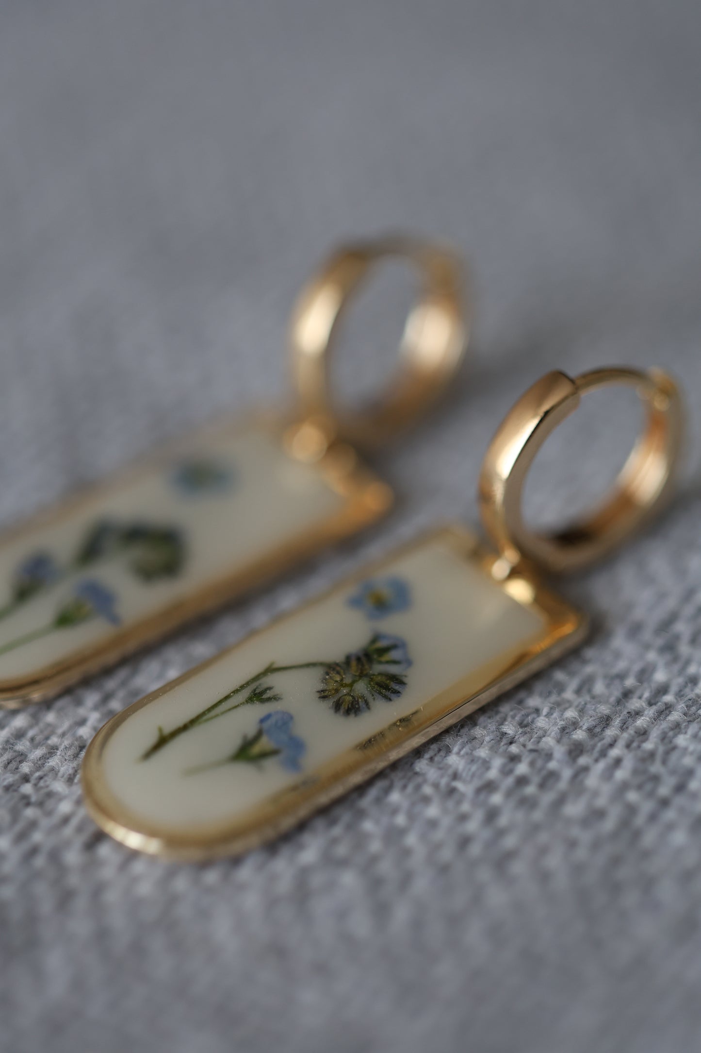 Nature Earrings with real forget me not flowers