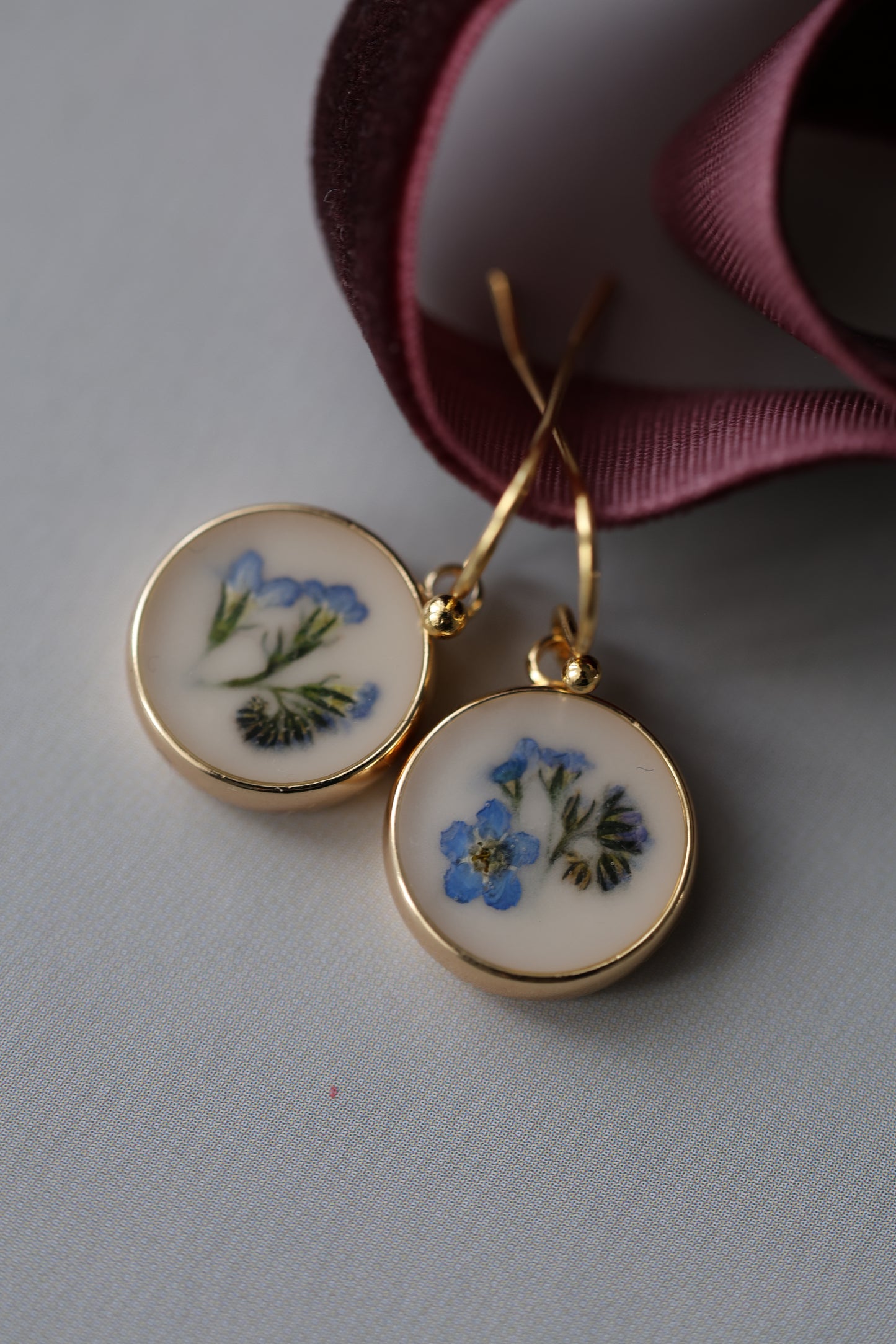 Earrings Forget me nots on gold