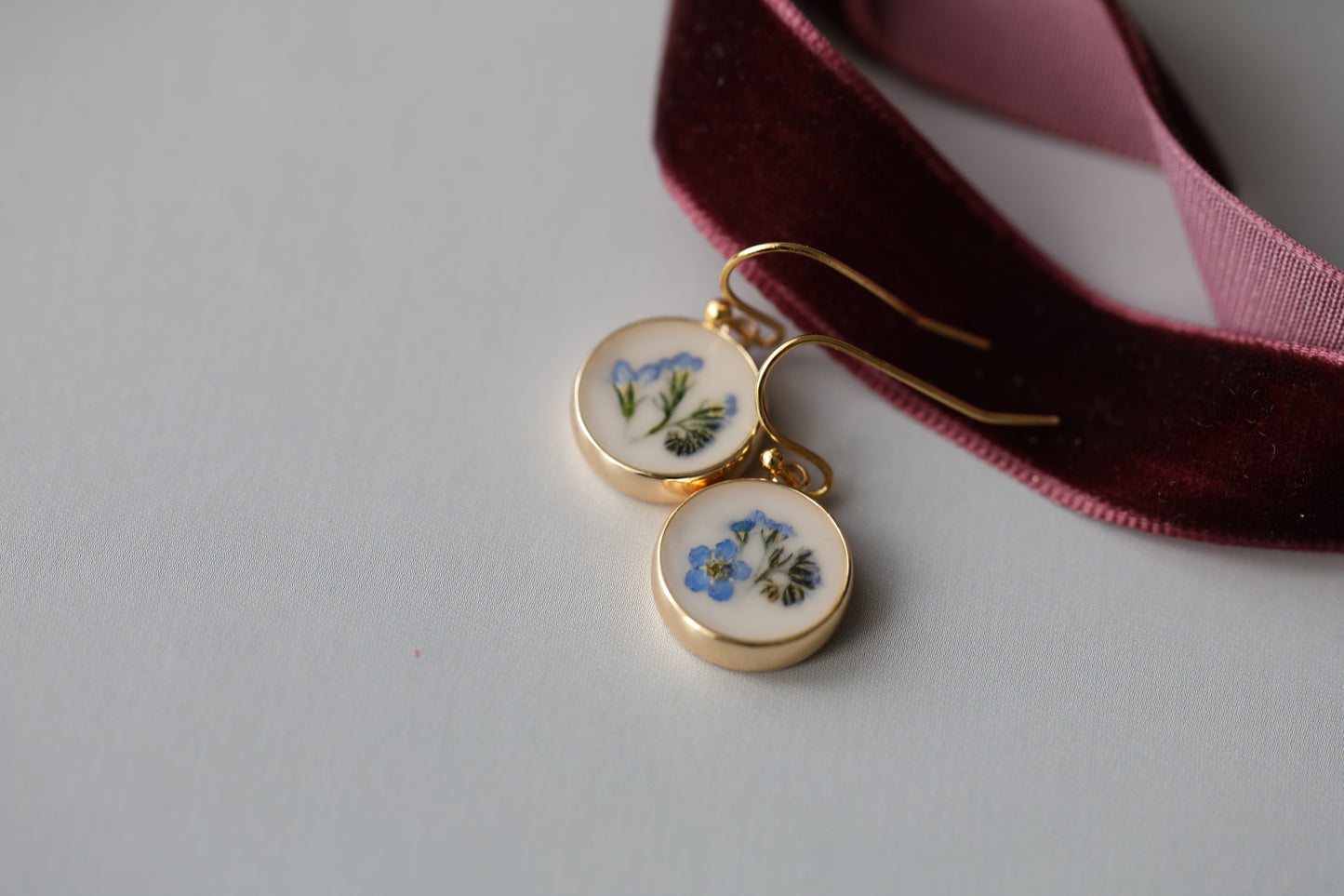 Earrings Forget me nots on gold