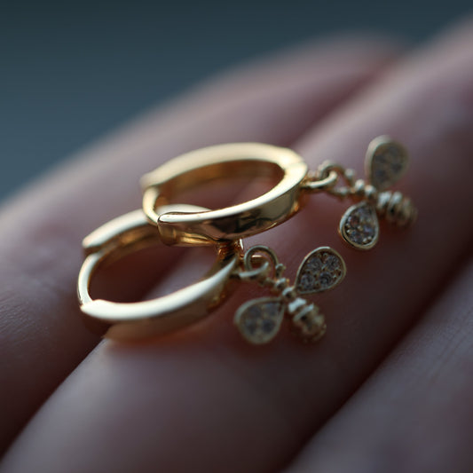 Gold-Plated Bee Hoop Earrings Handpicked