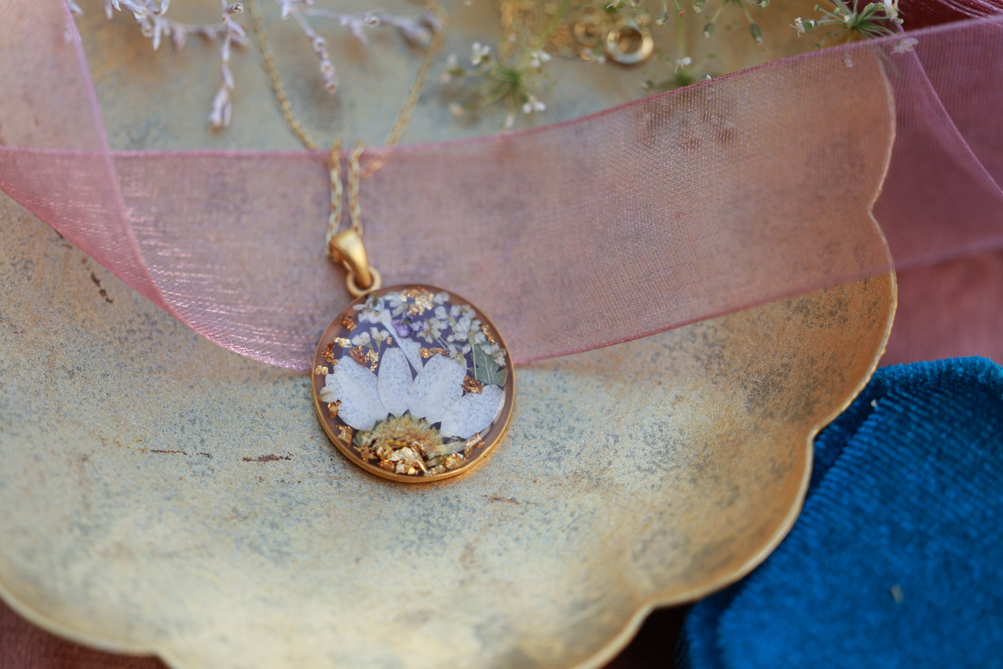Necklace "Golden Petal" Sterling Silver