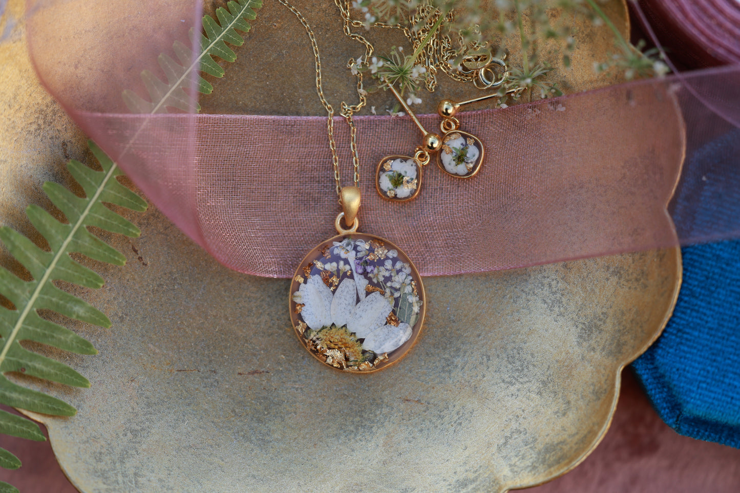 Necklace "Golden Petal" Sterling Silver