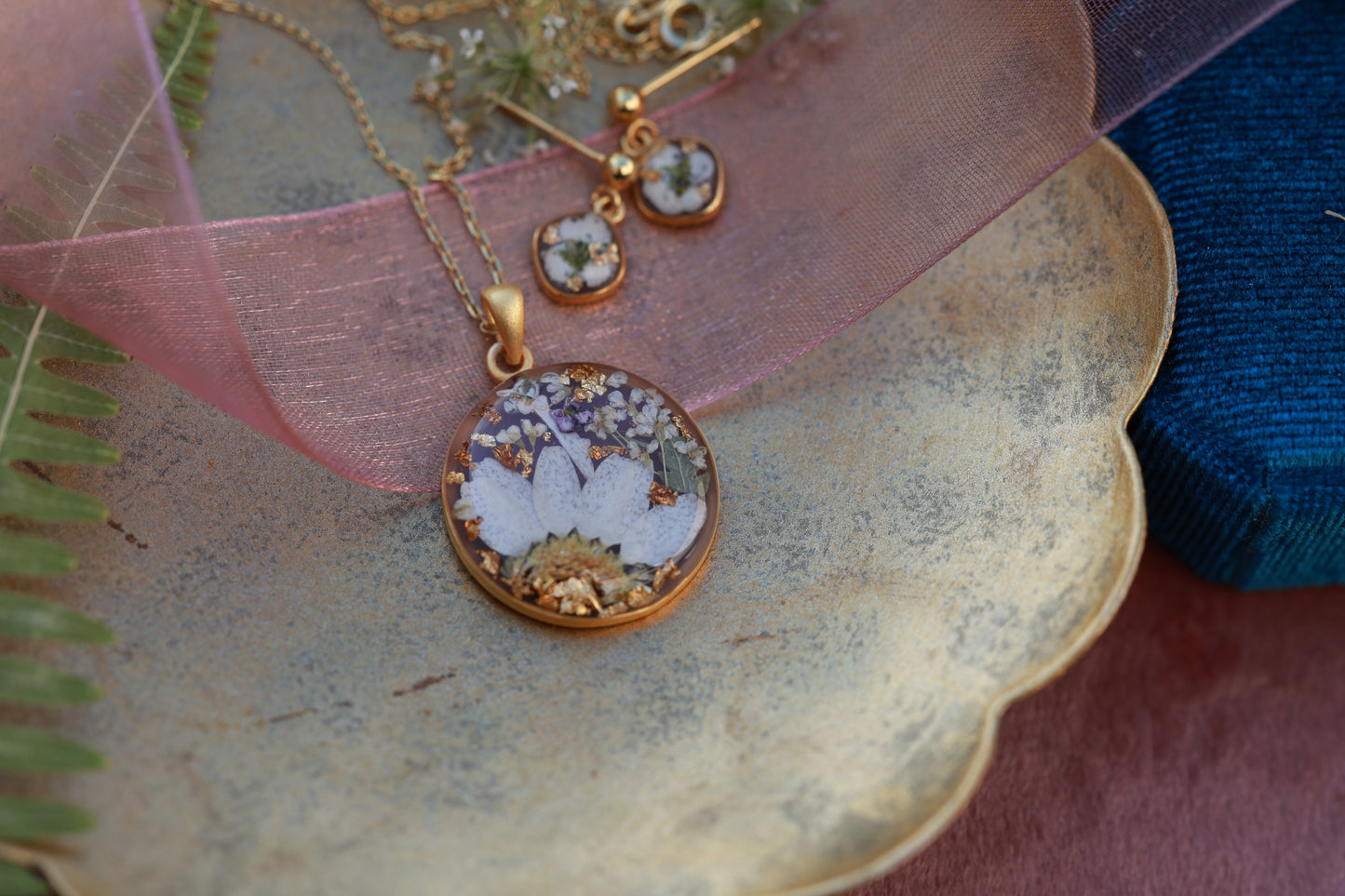 Necklace "Golden Petal" Sterling Silver