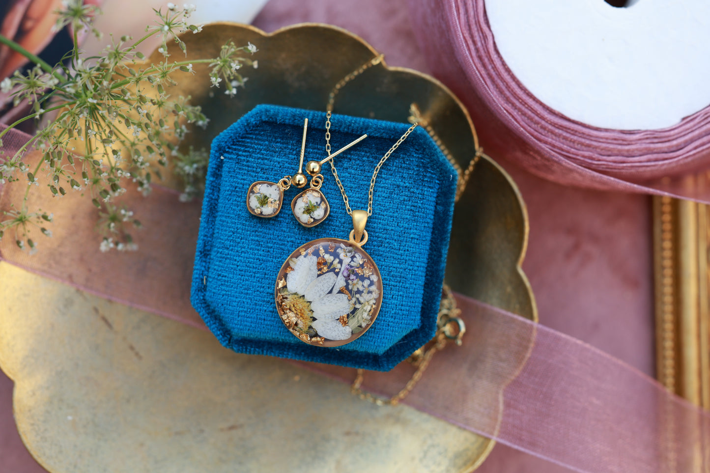 Necklace "Golden Petal" Sterling Silver