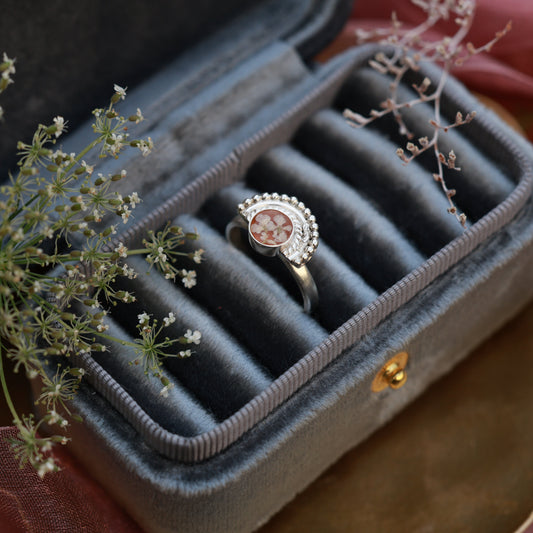 Handmade Ring "Warm Autumn" - sterling silver with real flowers