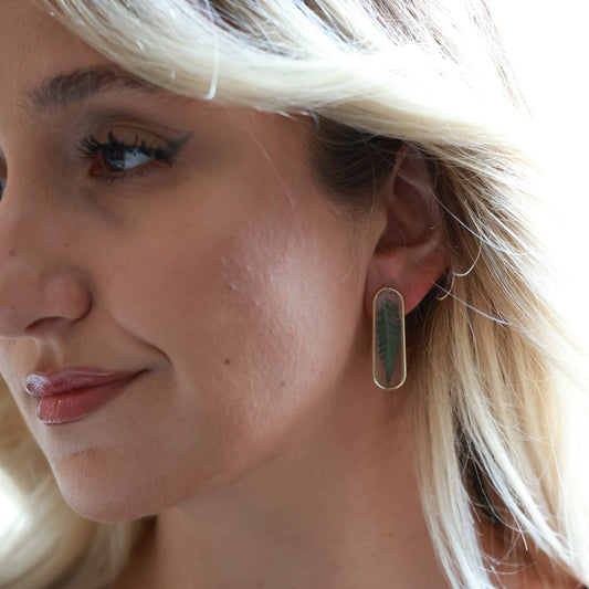 Handmade earrings with real pressed fern