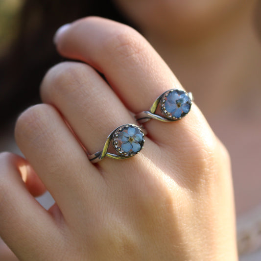 Ձեռագործ մատանի կարգավորվող չափսով "Antique Blue"