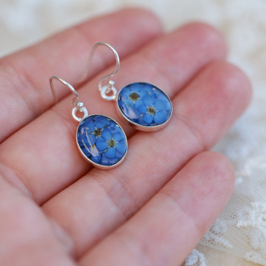 Forget Me Not Sterling Silver earrings Oval Shape