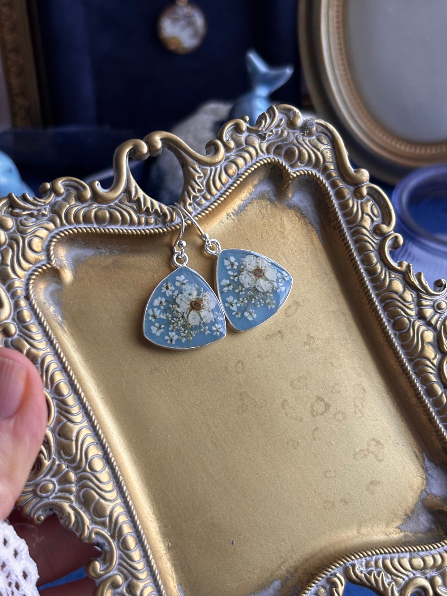 Sky blue earrings , 925 Sterling Silver