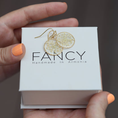 Ձեռագործ ականջօղեր բնական չորացրած ծաղիկներից