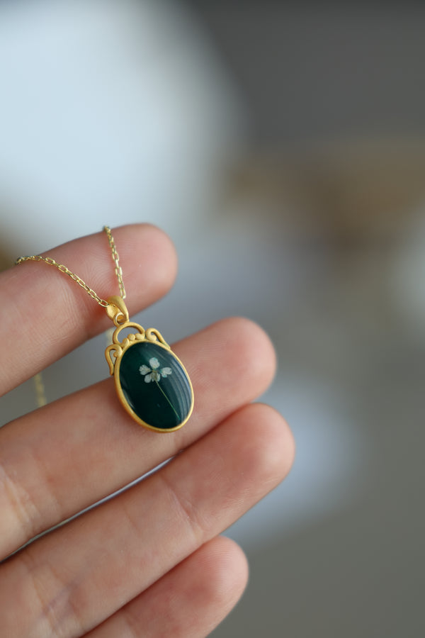 Necklace The Emerald Green, sterling silver