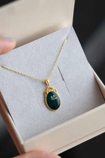 Necklace The Emerald Green, sterling silver