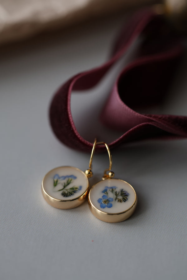 Earrings Forget me nots on gold
