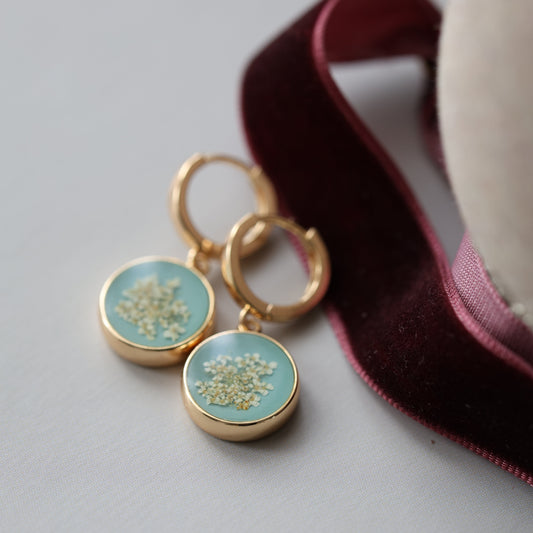 Փիրուզագույն ձեռագործ օղեր "Queen Anne's lace"