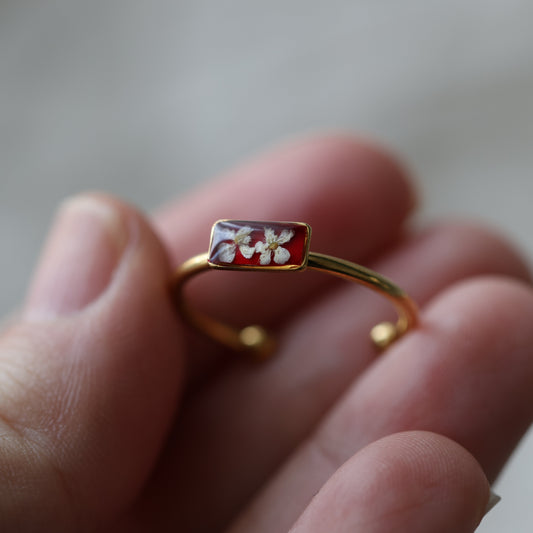 Adjustable Stainless Steel Flower Ring - Minimalist Nature Jewelry