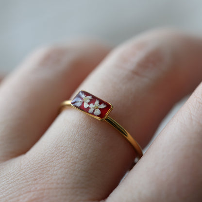 Adjustable Stainless Steel Flower Ring - Minimalist Nature Jewelry