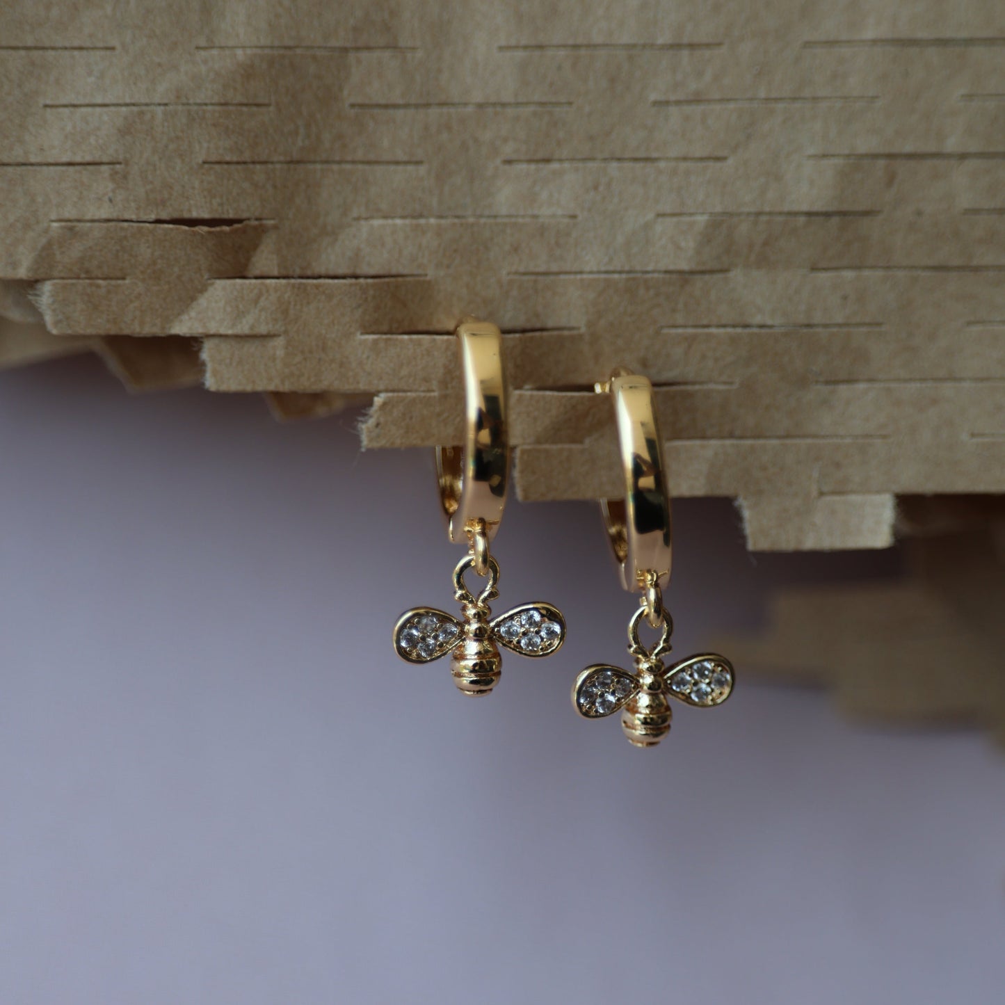 Gold-Plated Bee Hoop Earrings Handpicked