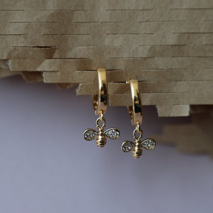 Gold-Plated Bee Hoop Earrings Handpicked