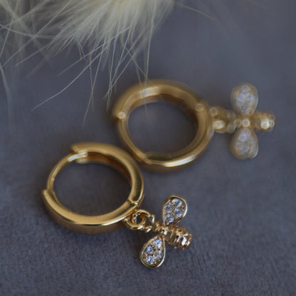 Gold-Plated Bee Hoop Earrings Handpicked