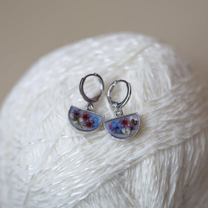 Եզակի դիզայնով ձեռագործ օղեր "Blue Floral"