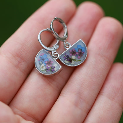 Եզակի դիզայնով ձեռագործ օղեր "Blue Floral"