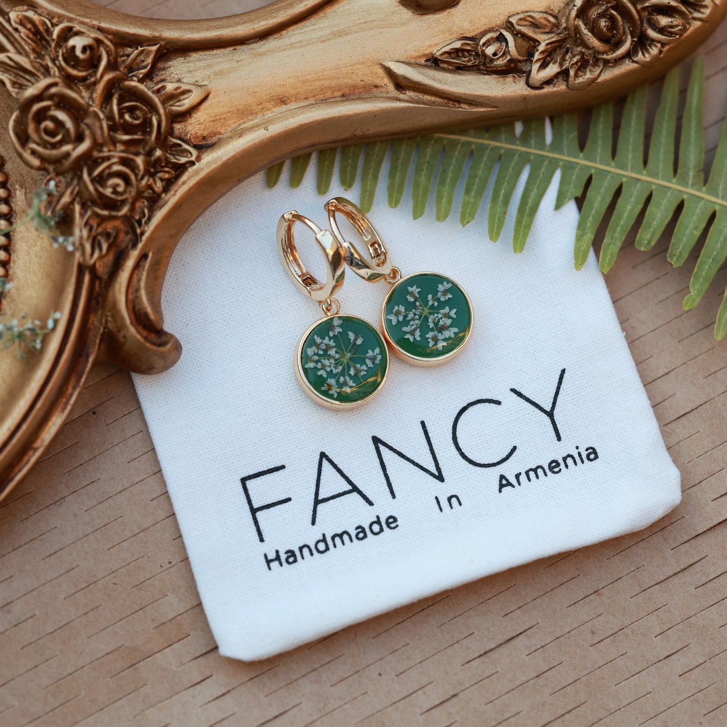 Ձեռագործ ականջօղեր "Green Bloom"