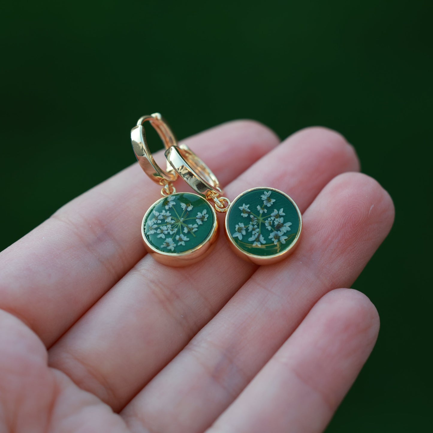 Ձեռագործ ականջօղեր "Green Bloom"