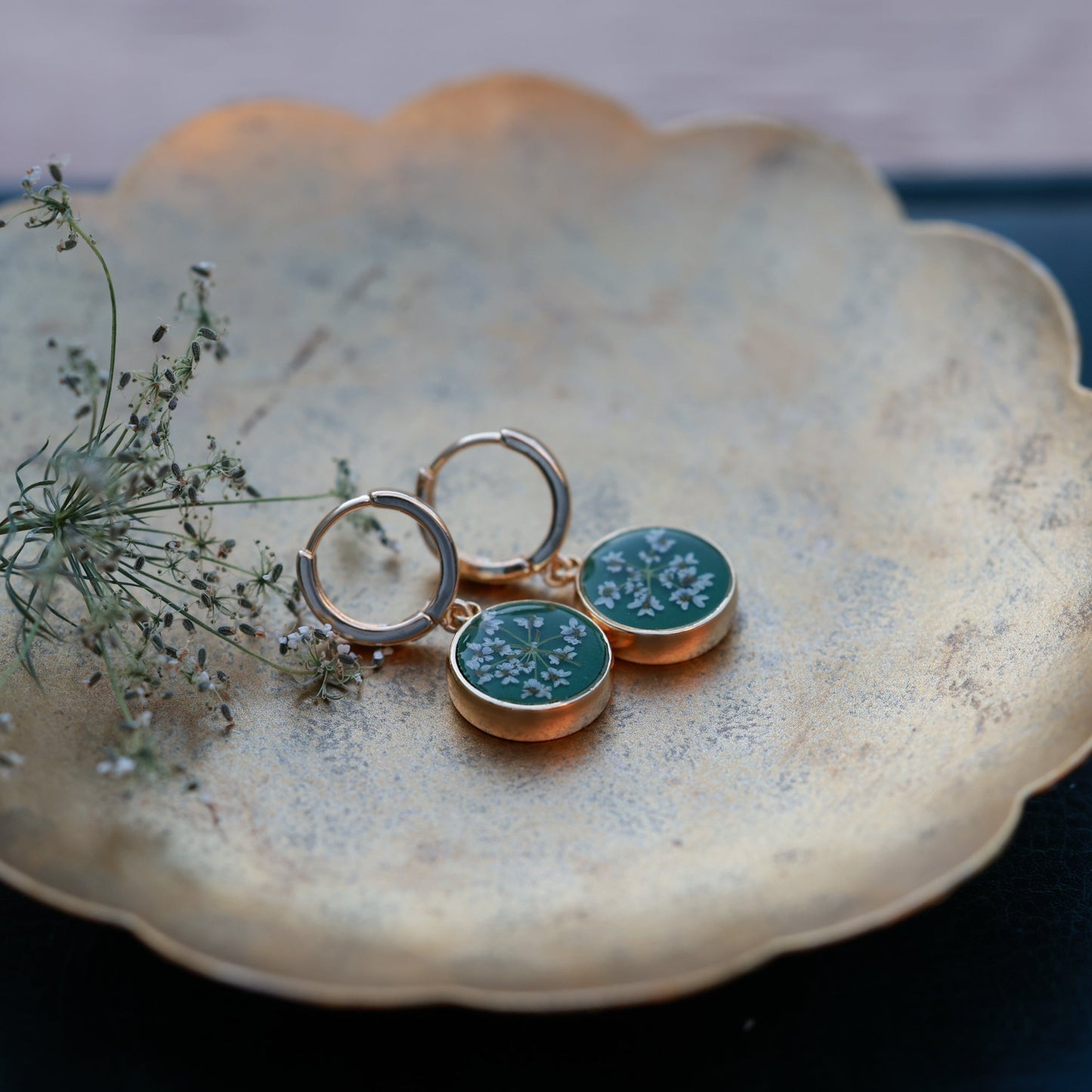 Ձեռագործ ականջօղեր "Green Bloom"