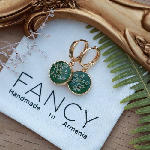 Ձեռագործ ականջօղեր "Green Bloom"