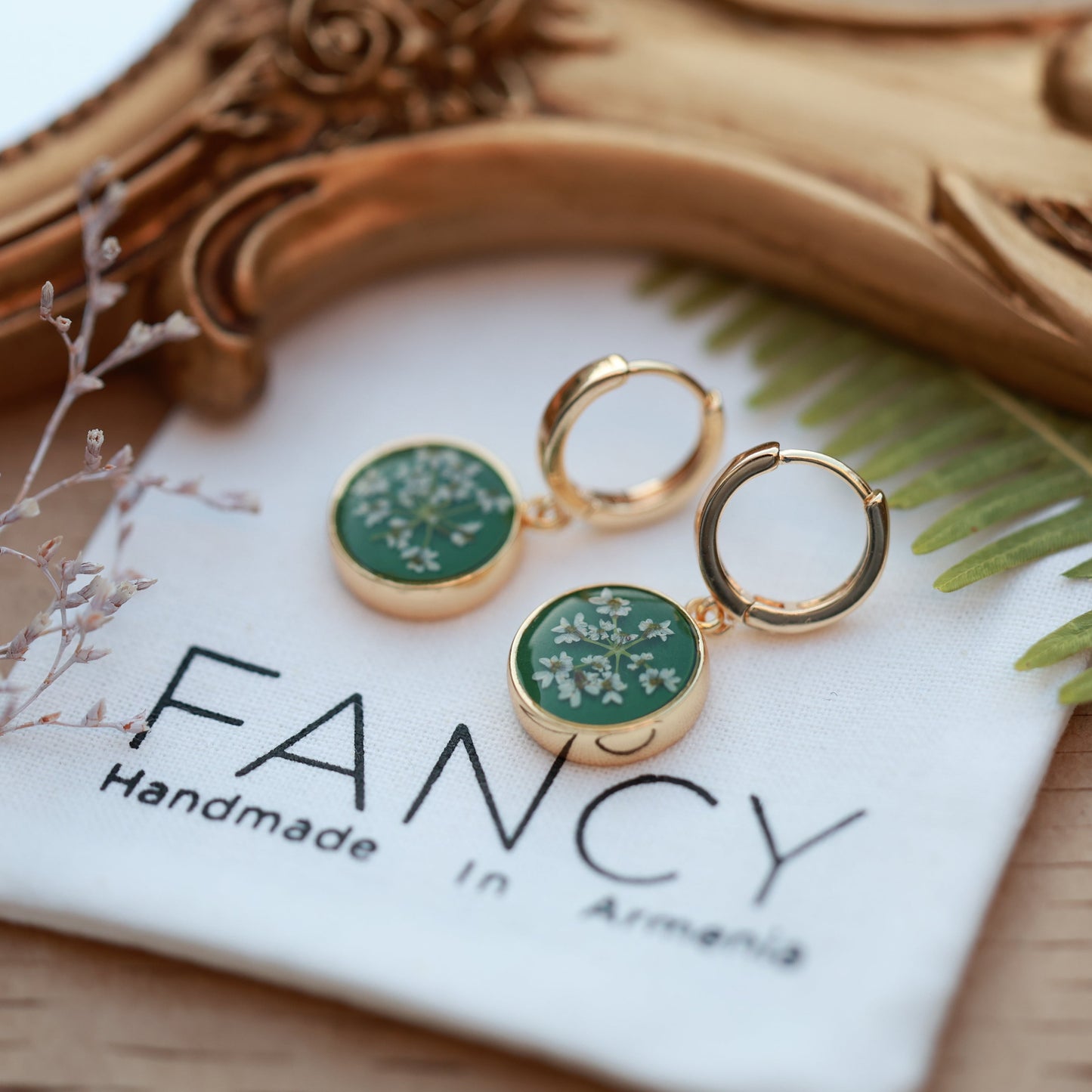 Ձեռագործ ականջօղեր "Green Bloom"