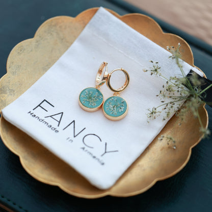 Փիրուզագույն ձեռագործ օղեր "Queen Anne's lace"