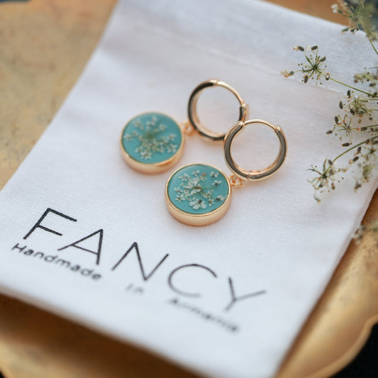 Փիրուզագույն ձեռագործ օղեր "Queen Anne's lace"