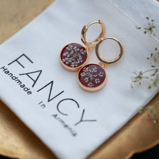 Ձեռագործ ականջօղեր "Burgundy Flower"