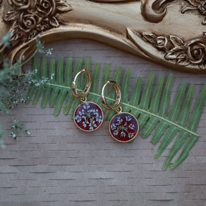 Ձեռագործ ականջօղեր "Burgundy Flower"