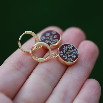 Ձեռագործ ականջօղեր "Burgundy Flower"