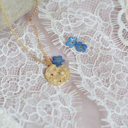 Ձեռագործ հավաքածու "Blue Night Sky" բնական անմոռուկ ծաղկով