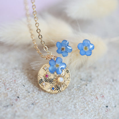 Ձեռագործ հավաքածու "Blue Night Sky" բնական անմոռուկ ծաղկով