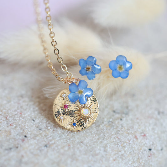 Ձեռագործ հավաքածու "Blue Night Sky" բնական անմոռուկ ծաղկով