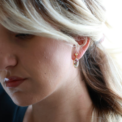 Blooming Oval Earrings with gold plated Sterling Silver