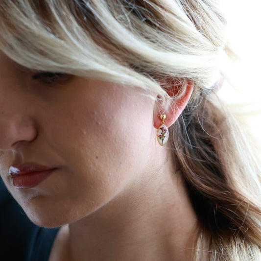 Blooming Oval Earrings with gold plated Sterling Silver