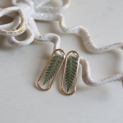 Handmade earrings with real pressed fern