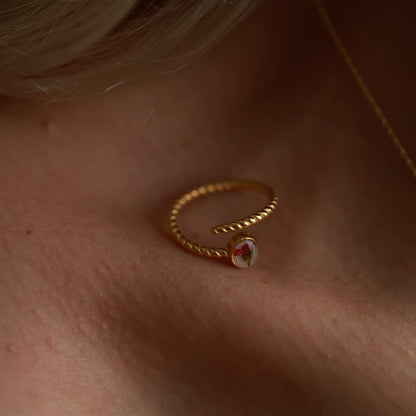 Botanical Dainty ring with real dried wildflower in resin