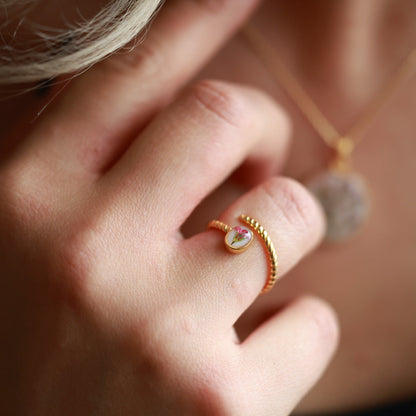 Botanical Dainty ring with real dried wildflower in resin